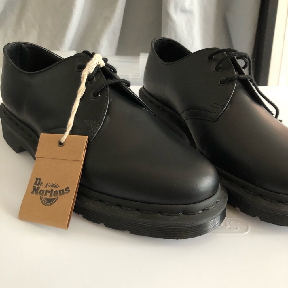 Black on black three eye DR MARTENS
